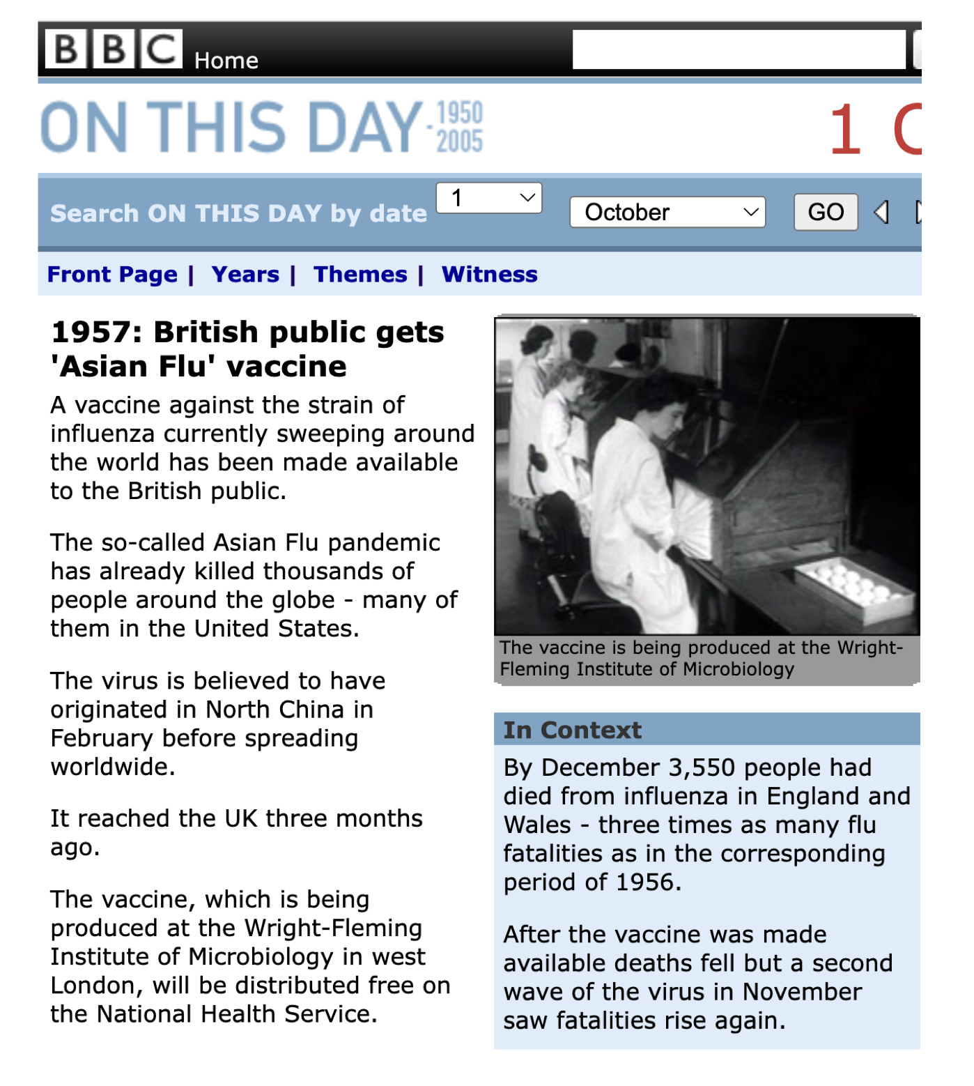 Re-Run: An October 1957 BBC Story About the Asian Flu Vaccine Has Some Familiar Elements