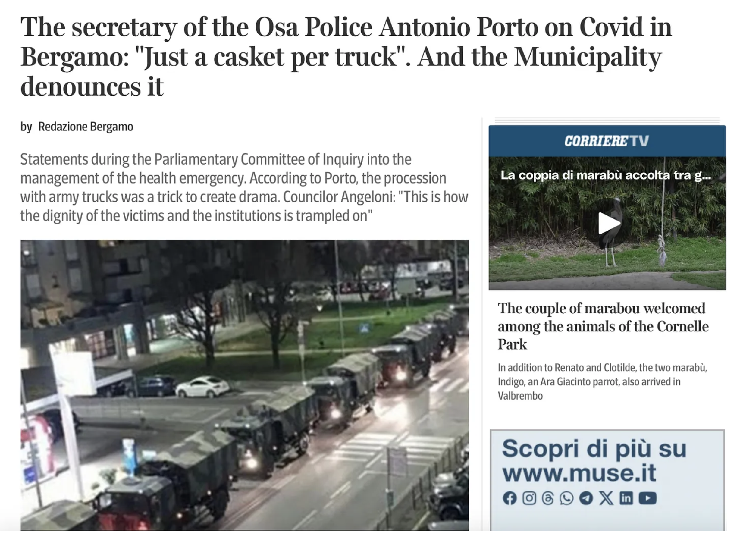 The City of Bergamo’s accusations against Antonio Porto do not validate the spring 2020 death spike