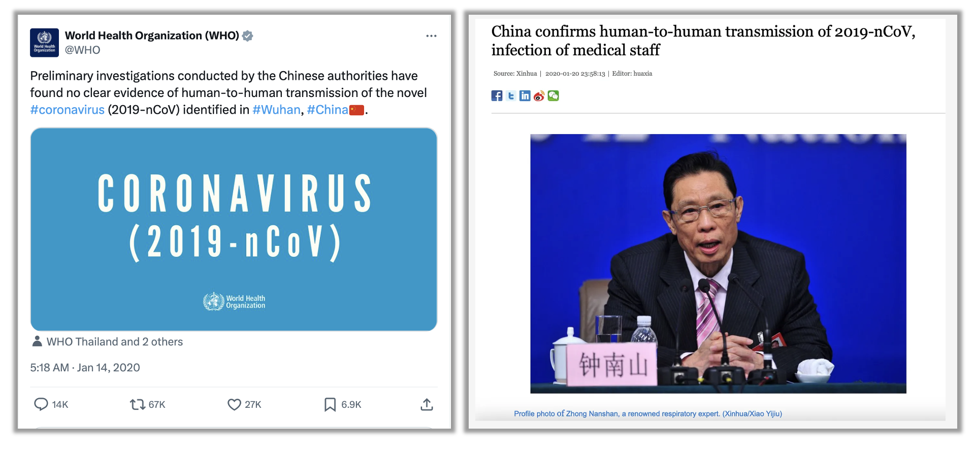 Was there ever any evidence for human-to-human transmission of 2019-nCoV?