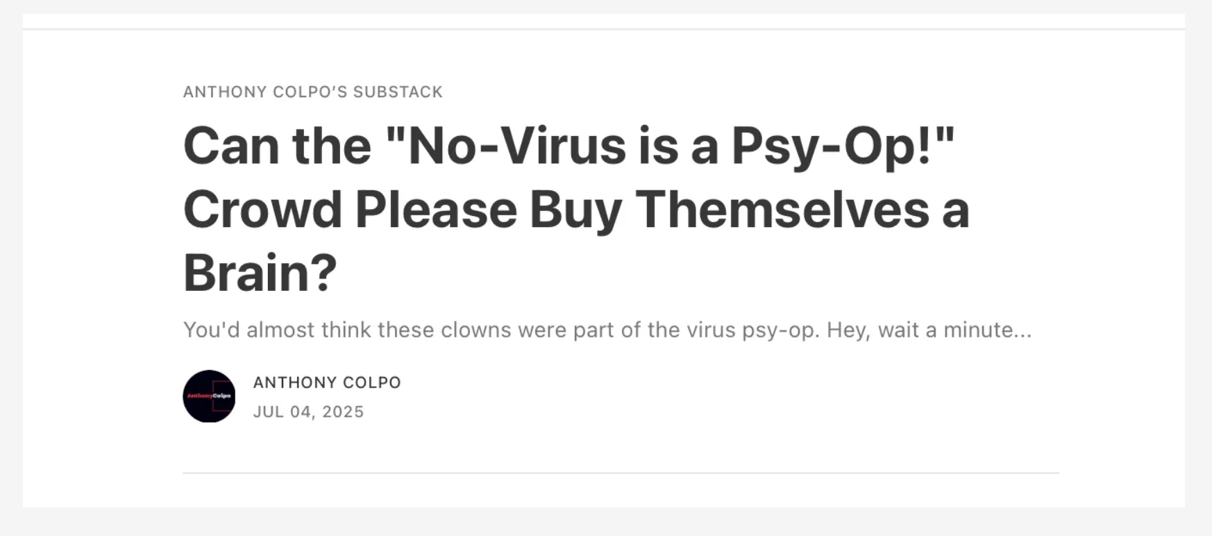 Is “No Viruses!” a psy-op?