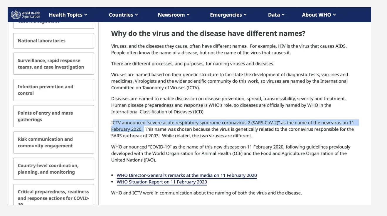 UPDATE: July 8, 2024 Email to the WHO Regarding Its Statement About the Naming of SARS-CoV-2