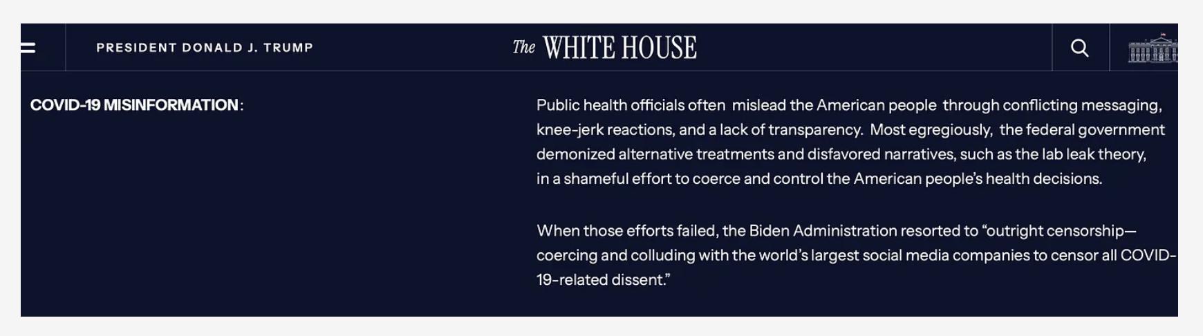 The White House needs to “remove the plank from its own eye” when it comes to COVID-19 ‘MISINFORMATION’ 