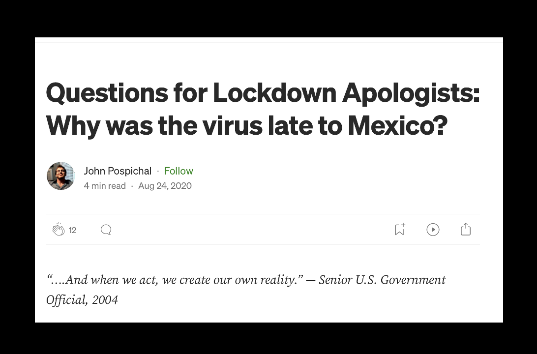 “Questions for Lockdown Apologists: Why was the virus late to Mexico?” [Republication]